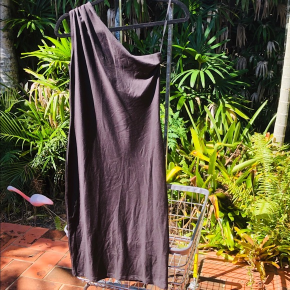 Vintage Asymmetrical Black Midi Bodycon Dress - Picture 2 of 3